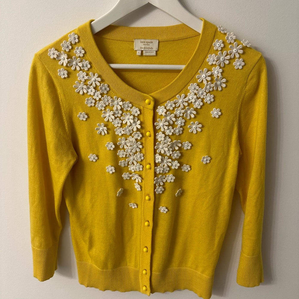 Kate Spade Yellow Cardigan Sweater - Size Small